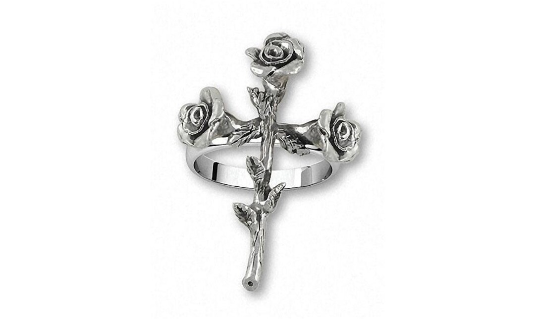 Rose Jewelry Rose Cross Ring Jewelry Sterling Silver Handmade Flower ...