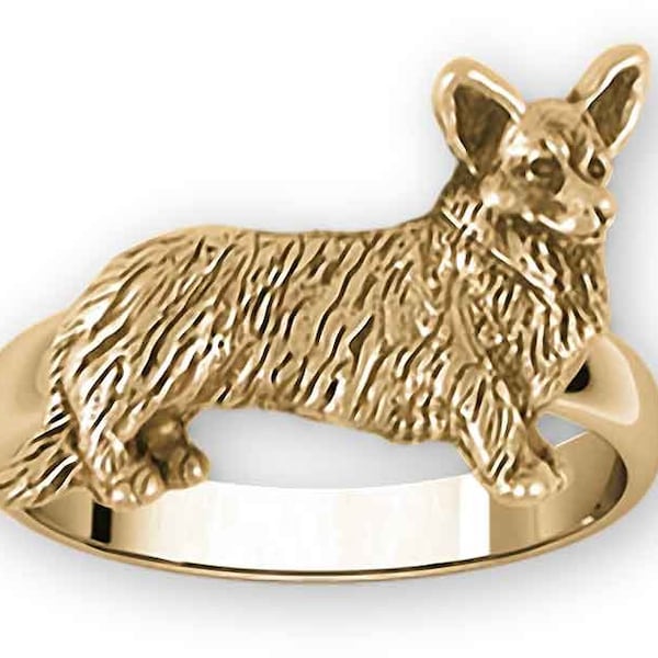 Corgi Jewelry 14k Yellow Gold Handmade Corgi Ring  CG112X-RG