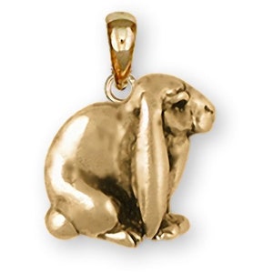 Rabbit Jewelry 14k Yellow Gold Handmade Bunny Rabbit Pendant  RA5-PG