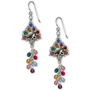 Day Of The Dead Earrings Sterling Silver Handmade Dia De Los Muertos Skull Jewelry DOD3-FW
