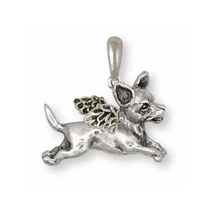 Chihuahua Angel Pendant Jewelry Sterling Silver Handmade Dog Pendant CU2-AP