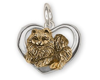 Ciondolo Pomerania in oro vermeil 14k, gioielli Pomerania fatti a mano PM24-CTTVM