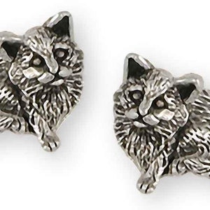 Cat Jewelry Sterling Silver Handmade Cat Earrings  MN4-E