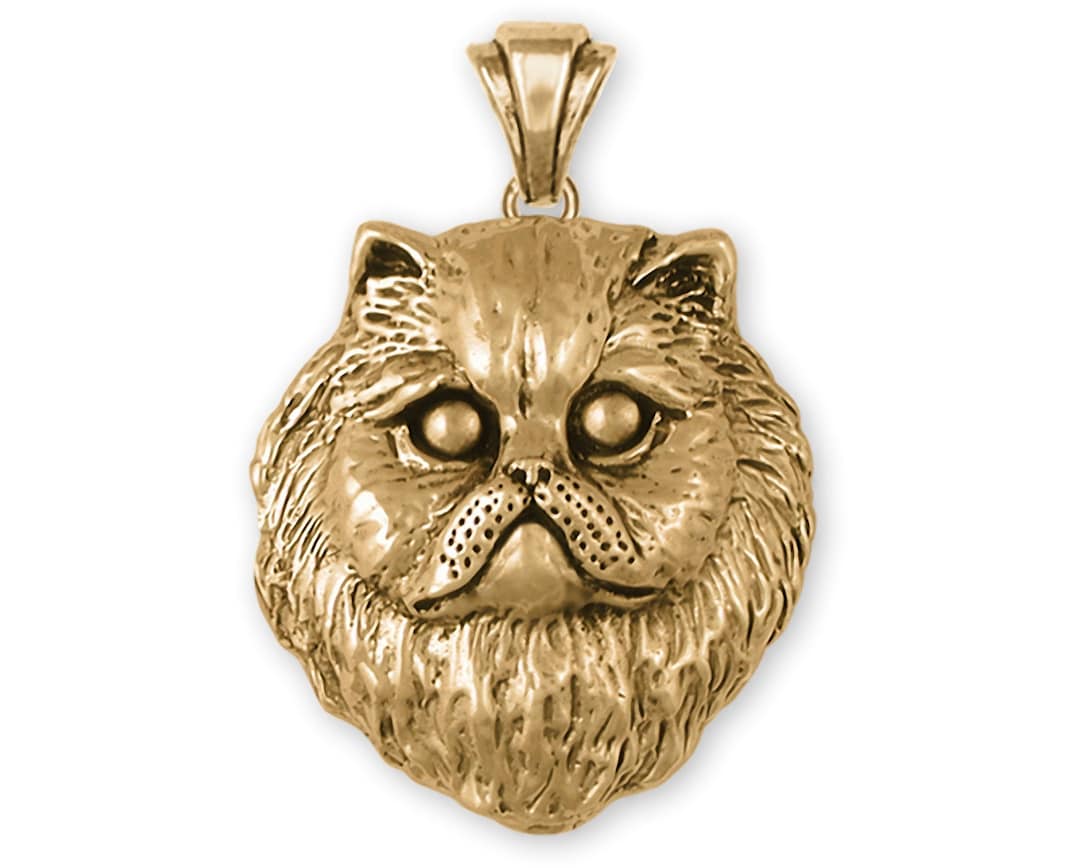 Persian Cat Jewelry 14k Gold Handmade Persian Cat Pendant Etsy