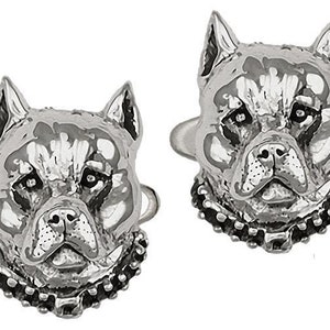 Pit Bull Jewelry Sterling Silver Handmade Pit Bull Cufflinks  PT6-CL