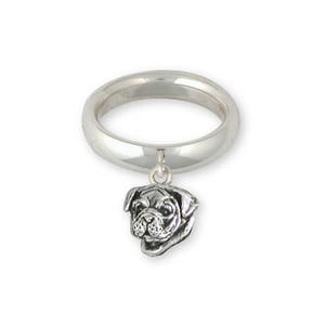Bulldog Jewelry Bulldog Ring Jewelry Sterling Silver Handmade Dog Ring BD27H-CR