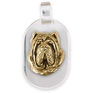 Neapolitan Mastiff Jewelry Silver And 14k Gold Handmade Neapolitan Mastiff Pendant NP2H-TNDT