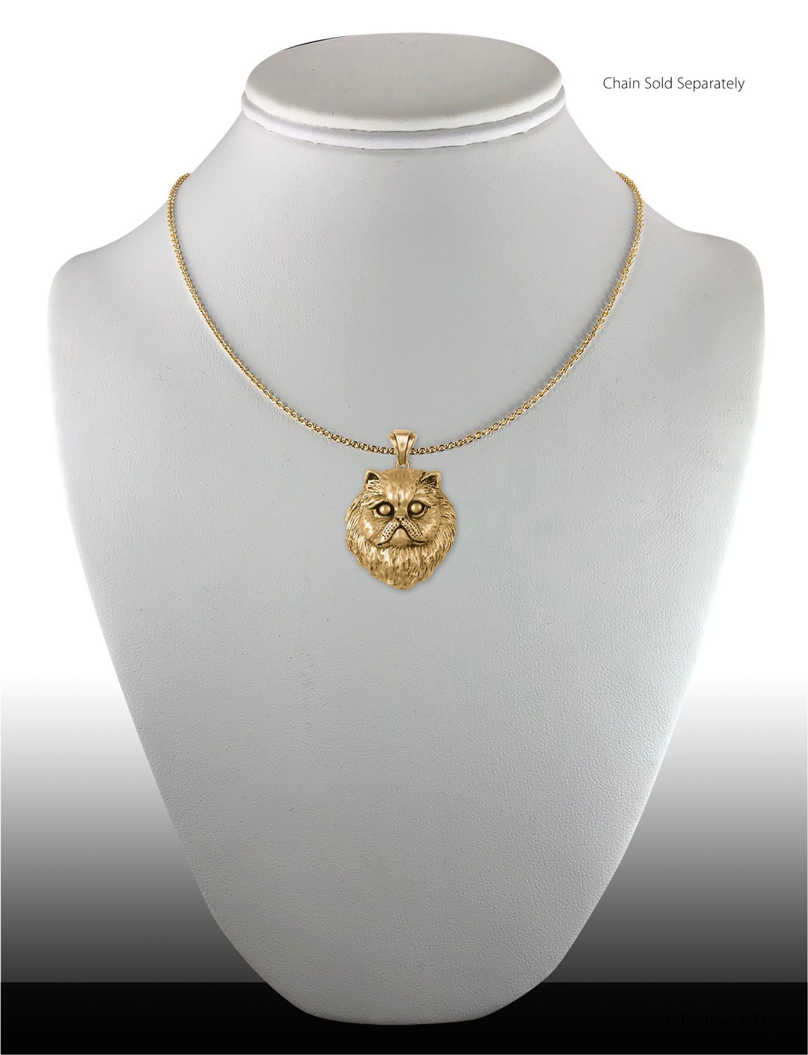 Persian Cat Jewelry 14k Gold Handmade Persian Cat Pendant Etsy