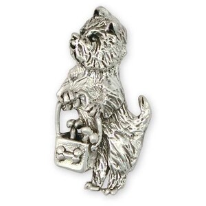 Joyería de Cairn Terrier, broche de Cairn Terrier, joyería de plata de ley, broche de perro hecho a mano, CNDW105-BR