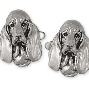 Basset Hound Gemelos Joyería Basset Hound Gemelos Joyería Plata de ley Gemelos de perro hechos a mano BAS2-CL