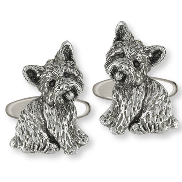 Yorkie Yorkshire Terrier Cufflinks Jewelry Sterling Silver Yorkie Yorkshire Terrier Dog Cufflinks YK34-CL