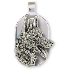 German Shepherd Jewelry Sterling Silver Handmade German Shepherd Dog Tag Style Pendant  GMN1-DT