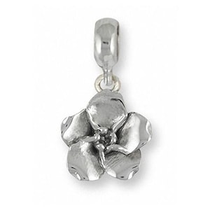 Forget Me Not Pandora Charm Slide Jewelry Sterling Silver Handmade Flower Charm Slide FMN2-PNS