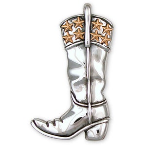 Boot Jewelry Sterling Silver Handmade Western Boot Pendant  W11-P