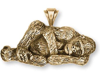 Gorilla Jewelry 14k Yellow Gold Handmade Gorilla Pendant  GOR7-PG