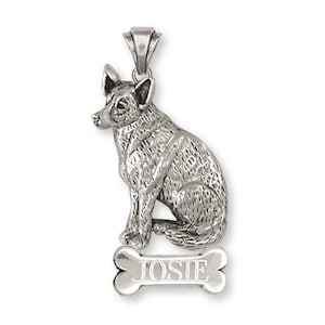 Australischer RinderHund Anhänger Schmuck Sterling Silber HandgemachtEr Hundeanhänger ACD1-NP