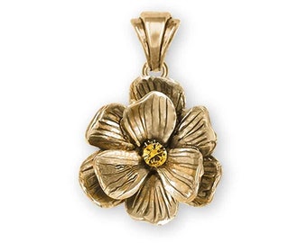 Magnolia Jewelry 14k Gold Vermeil Handmade Magnolia With Yellow Accent Pendant  MG7-SPVM