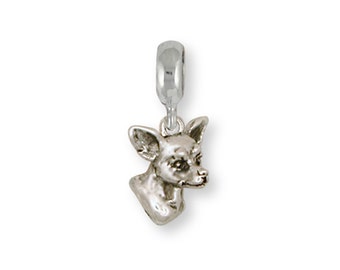 Chihuahua Jewelry Sterling Silver Charm Slide Chihuahua Charms And Chihuahua Jewelry  Fits Pandora® Bracelet CHW6-PNS