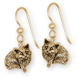 Cat Earrings Jewelry 14k Gold Vermeil Handmade Cat Earrings  MN4-FWVM