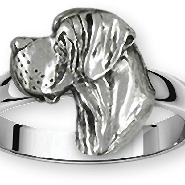 Great Dane Jewelry Sterling Zilver Handgemaakte Duitse Dog Ring GDL18H-R