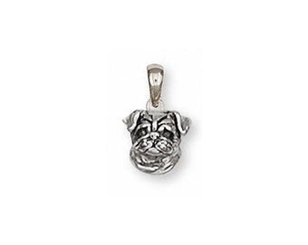 Pug Jewelry Sterling Silver Handmade Dog Pendant  D05-P