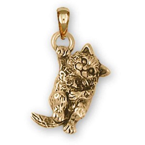 Cat Jewelry 14k Gold Handmade Cat Pendant  CT60-PG