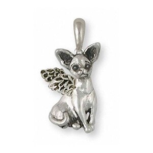 Chihuahua Angel Pendant Jewelry Sterling Silver Handmade Dog Pendant CU9-AP