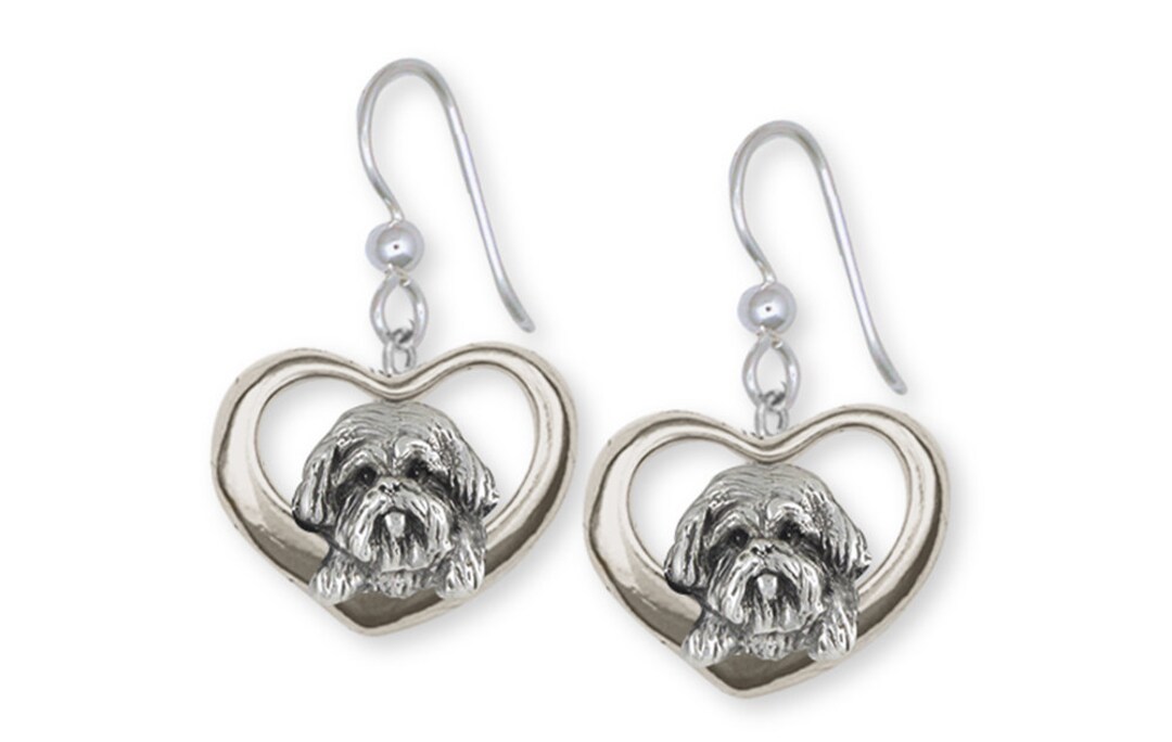 Orecchini Shih Tzu in argento sterling, taglio a vista - Italia