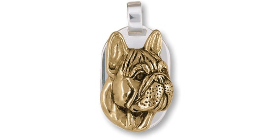 Französische Bulldogge Schmuck Silber und 14k Gold Handarbeit