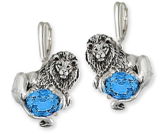 Lion Jewelry Lion Earrings Jewelry Sterling Silver Handmade Lion Earrings LION2-SE