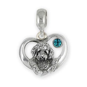 Goldendoodle Charm Slide Jewelry Sterling Silver Handmade Goldendoodle Charm Slide GDL6-SPNS