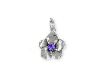 Forget Me Not Jewelry Sterling Silver Handmade Forget Me Not Birthstone Charm  FMN2-SC