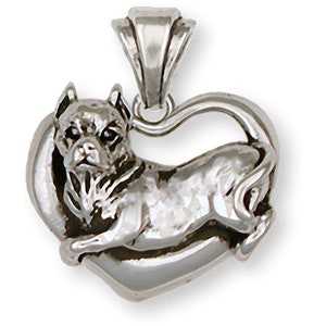 Pit Bull Schmuck Sterling Silber Handmade Pit Bull Anhänger PAS1-P