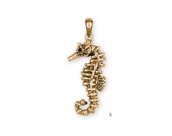 Seahorse Jewelry 14k Gold Handmade Sea Horse Pendant  SE4-PG