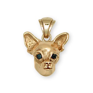Chihuahua Jewelry Chihuahua Pendant Jewelry 14k Yellow Gold Vermeil Chihuahua Charms And Jewelry CHC-PVM