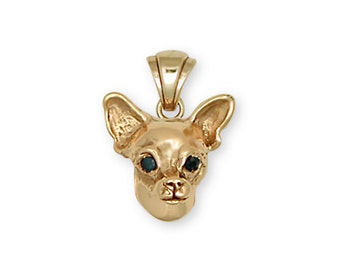 Chihuahua Jewelry Chihuahua Pendant Jewelry 14k Yellow Gold Vermeil Chihuahua Charms And Jewelry CHC-PVM