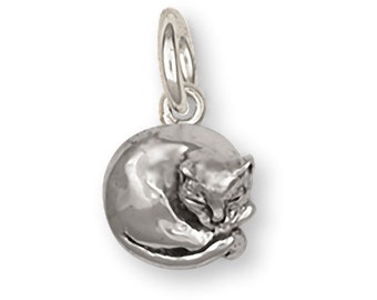 Cat Jewelry Sterling Silver Handmade Cat Charm  CT38-C