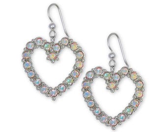 Fashion Heart Dangle Earrings Sterling Silver Handmade Heart Earring Jewelry FAHT1-E
