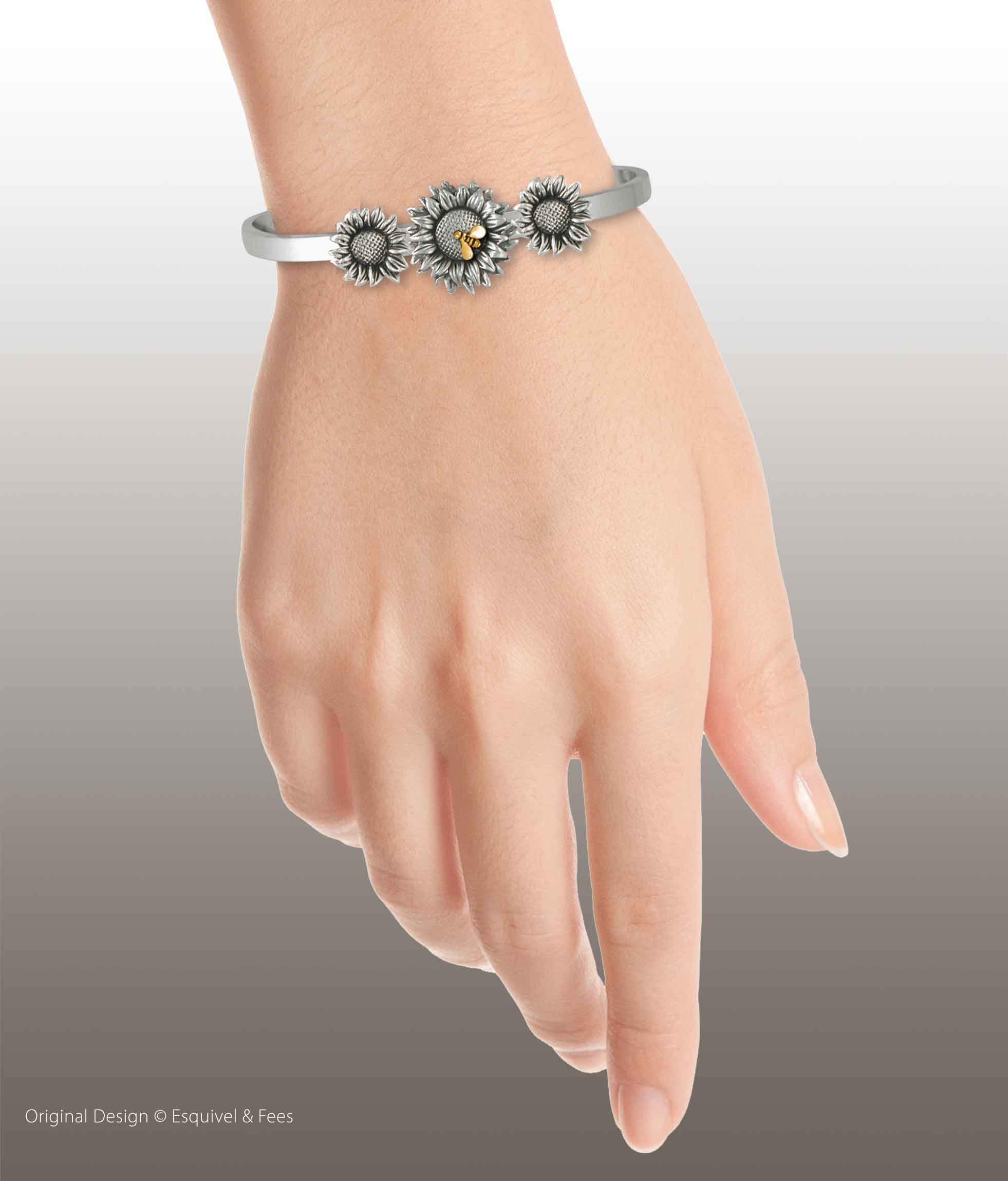 Sunflower Jewelry Sunflower Bracelet Jewelry Silver and Gold
