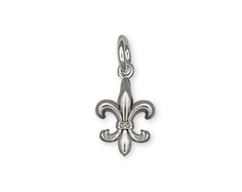 Fleur De Lis Charm, Sterling Silver French Symbol Bracelet Charm, Handmade Fleur De Lis Jewelry, Heraldic Charm FD1-C