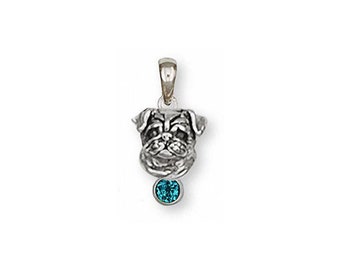 Pug Jewelry Sterling Silver Handmade Dog Pendant  D05-SP