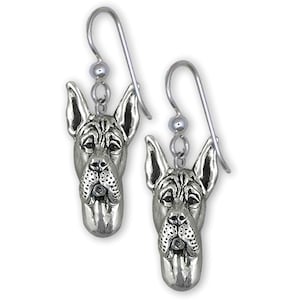 Great Dane Jewelry Sterling Silver Handmade Great Dane Earrings  GD19-E