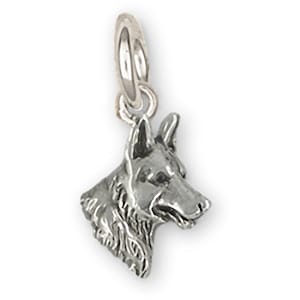 Belga Malinois Joias Prata Esterlina Artesanal Belga Malinois Charm BMA1H-C