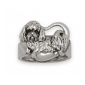 Maltese Jewelry Sterling Silver Handmade Maltese Dog Ring  T5-R