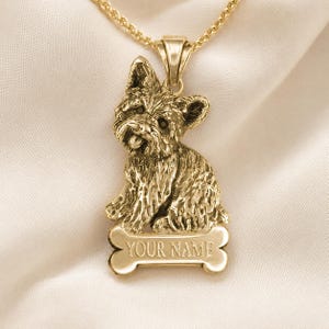 Yorkie Pendant 14K Gold Vermeil Handmade Yorkshire Terrier Neckla YK34-NPVM