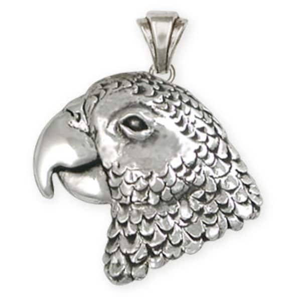 African Grey Jewelry Solid African Grey Parrot Pendant Jewelry Sterling Silver AFG2-P