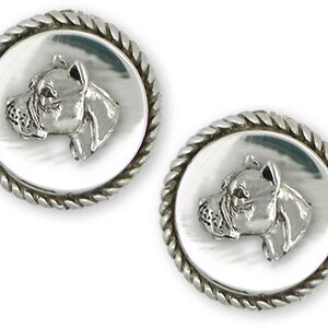 Pit Bull Jewelry Sterling Silver Handmade Pit Bull Cufflinks PTB15H-CL