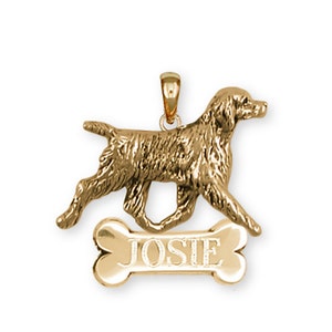 Brittany Dog Personalized Pendant Handmade 14k Gold Vermeil Dog Jewelry BR6-NPVM