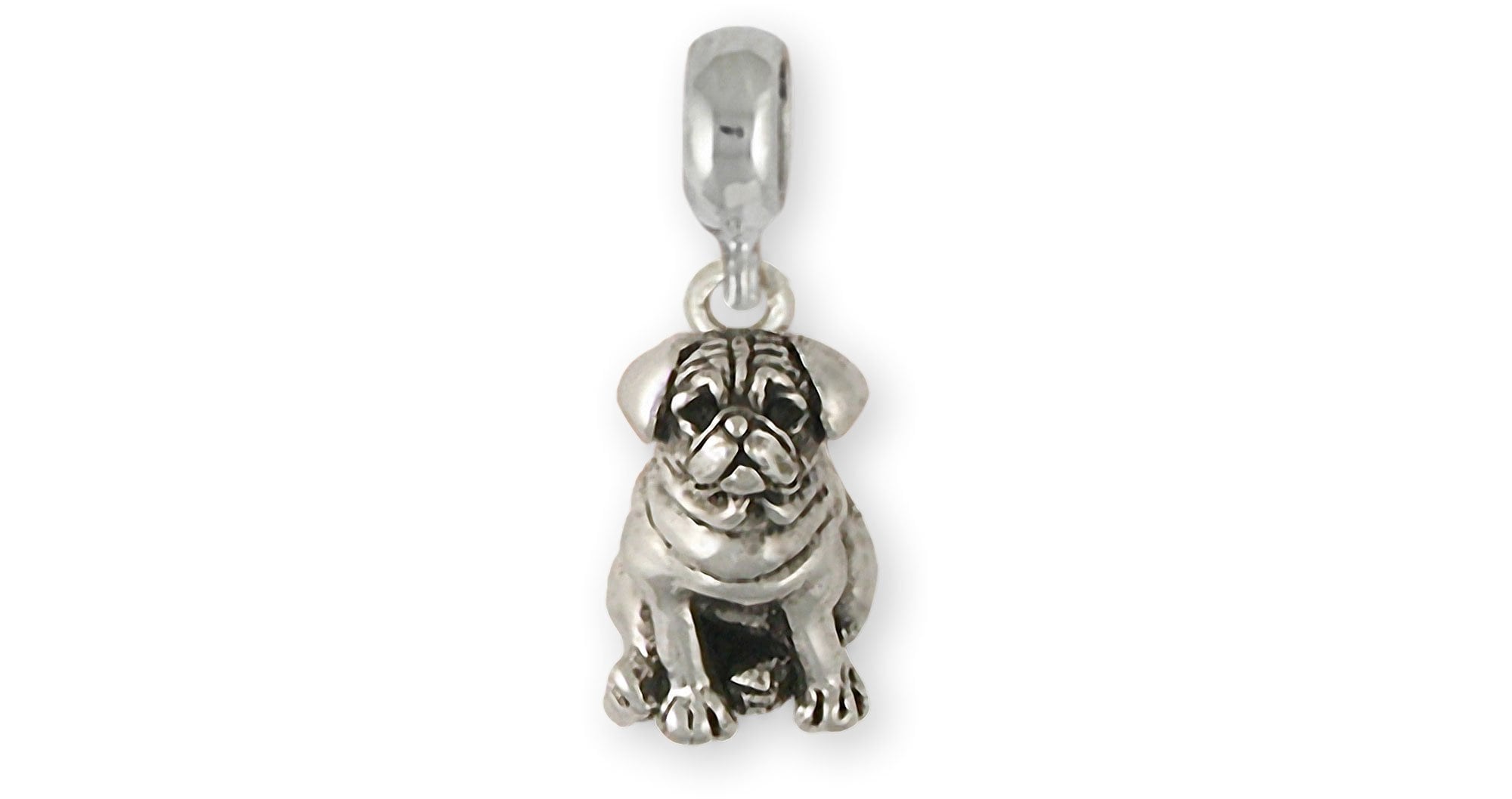 Joyeria Pug Plata esterlina Hecho a mano Dije de Pug Diapositiva Este dije se ajustara a una pulsera deslizante Pandora PG241X PNS