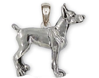May include: A silver charm pendant in the shape of a Doberman Pinscher dog.